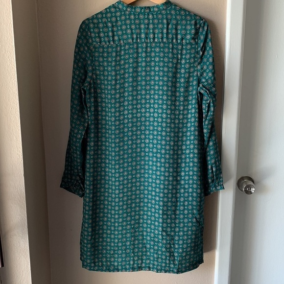 LA MORENA Green Printed Long Sleeve Mini Oversized Shirt Dress - Picture 7 of 7